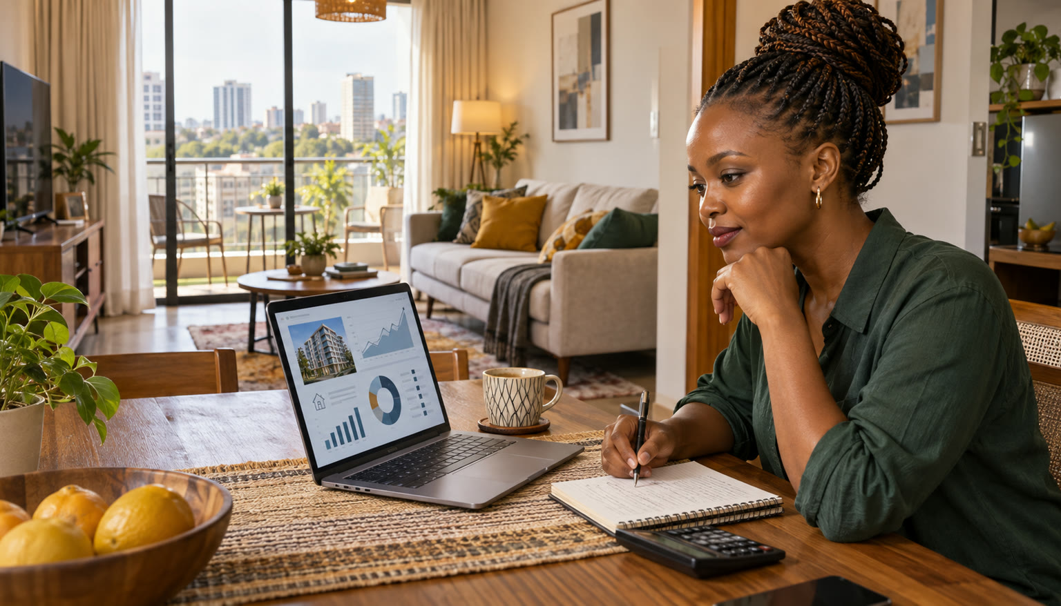 Kenyan investor reviewing a property return estimate